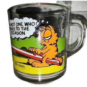 Vintage 1978 McDonald's Garfield Jim Davis Comic Book Glass Coffee Mug‎